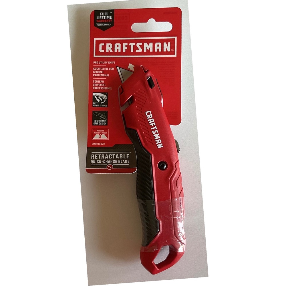 Craftsman Pro Utility Knife Retractable Quick-Change Blade CMHT10928 Red Black